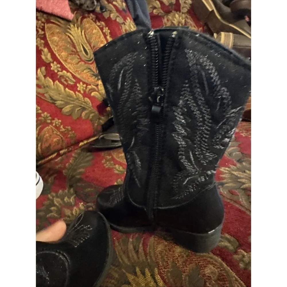 Little Girls Black Western Dress Boots Size 9.5 / 26 Eu Beautiful